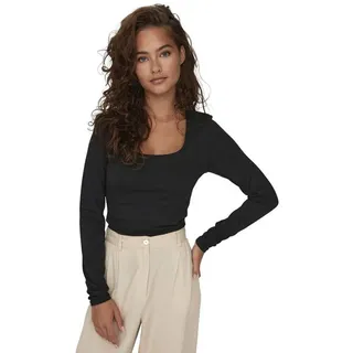 Only Langarmshirt ONLEA L/S 2-WAY DEEP NECK Top JRS Noos, Schwarz, L