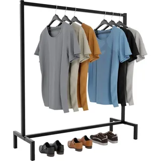 Industrieller Kleiderständer – Aufhängungslösung im Loft-Stil – platzsparendes Design | Farbe: Schwarz | Größe: 120x38x120
