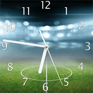 Wallario Design Wanduhr Fußball Stadion Mittellinie II aus Echtglas, Größe 20 x 20 cm - Schwarz