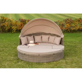 Gardenson Gartenmuschel , Naturfarben , Metall, Kunststoff, Textil , 16-teilig , Füllung: Schaumstoff , 180x88x183 cm , große Liegefläche, verstellbares Dach , Gartenmöbel, Loungemöbel, Sonneninseln