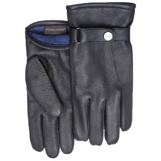 Lederhandschuhe PEARLWOOD "Henry", Herren, Gr. 9.5, schwarz, Leder, Biesen, unifarben, Handschuhe Lederhandschuhe, Atmungsaktiv
