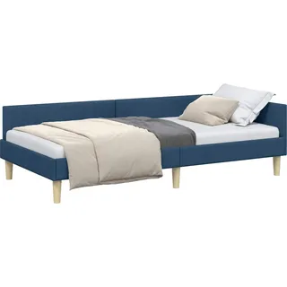 vidaXL Eckbettgestell Blau 80 x 200 cm Stoff - Blau