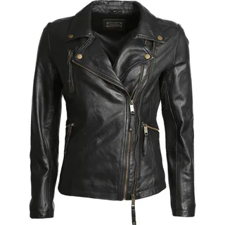 Bikerjacke JCC "Lederjacke 7080", Damen, Gr. 42, schwarz, Obermaterial: 100% Schafsleder sheepskin. Futter: 100% Baumwolle CO., Jacken Bikerjacke
