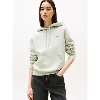Kapuzensweatshirt TOMMY JEANS "TJW REG S FLAG HOODIE", Damen, Gr. L (40), grün (misty sage), Sweatware, Obermaterial: 80% Baumwolle, 20% Polyester, unifarben, regular fit normal, Rundhals, Rippbündchen, Sweatshirts Kapuzensweatshirt, mit Logo-Flag, Regular Fit