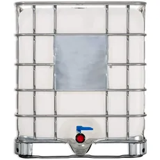 plasteo® 1000 Liter IBC- Behälter Wassertank Container GESPÜLT Regentonne Regenwassertank mit Stahlrahmenpalette