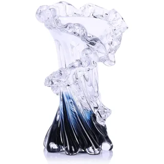 Mundgeblasene Blaue Glasvase, einzigartige Kunst, schöne Ozean-Glasvase für Zuhause, Couchtisch, Wohnzimmer, Büro