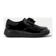 Girls M&S Collection Kids' Leather FreshfeetTM Bow School Shoes (8 Small - 1 Large) - Black, Black - 8.5 S-WDE