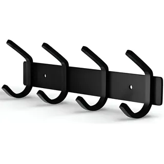 TOJ Living Wandgarderobe - 30CM - 8 Haken - Kleiderhaken - Garderobenhaken - Kleiderhaken wand - Wandgarderobe schwarz - Garderobenstange wandmontage - Wandhaken garderobe - Edelstahl - Schwarz