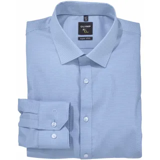 Businesshemd OLYMP "No. Six super slim", Herren, Gr. 39, N-Gr, blau (bleu), Web, Obermaterial: 97% Baumwolle, 3% Elastolefin, kariert, sehr schmal, verstellbar 1-Knopf-Manschette mit Knöpfen, Hemden Businesshemd