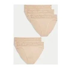 Womens M&S Collection 5pk Cotton Lycra® & Lace Knickers - Rose Quartz, Rose Quartz - 18