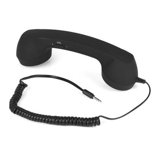 Retro Mobiltelefon Hörer Empfänger, Retro Handyhörer, Anti-Strahlung Vintage-Kabeltelefon 3,5 mm Handy-Hörer mit Mikrofon für iPhone(Schwarz)