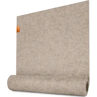 Miqio Design Tischläufer Filz Beige | 150x40 cm abwaschbar | Nachhaltiger Oekotex Filzstoff | Echtleder Label | Skandinavischer Filzläufer