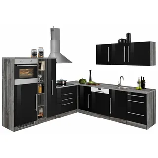 kochstation Winkelküche L-Form 260 x 270 cm schwarz