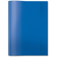 HERMA 7493 Heftumschläge A4 Transparent Blau, 25 Stück, Hefthüllen aus strapazierfähiger & abwischbarer Polypropylen-Folie, durchsichtige Heftschoner Set für Schulhefte, farbig