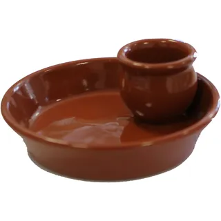 Fackelmann Kleine Olivenschale aus Keramik, Olivenschale aus Ton mit Behälter für Olivenknochen, Vorspeisenteller, natürliche Farbe, Ø 13 x 5 cm, 1 Stück