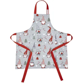Catherine Lansfield Schürze für Erwachsene, Weihnachtswichtel, 70 x 80 cm, Grau/Rot