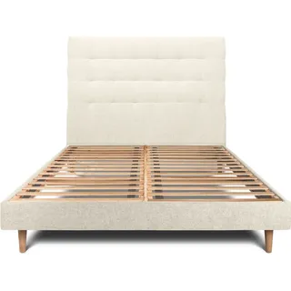 Bett mit Kopfteil – Korbgeflecht-Canvas-Stoff - 140 x 190 cm