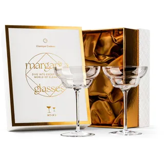GLASSIQUE CADEAU Margarita Cocktailgläser aus Kristall | 2er Set | 270 ml | Elegante Cocktail Gläser für Daiquiri, Paloma | Moderne Glaswaren mit Langem Stiel