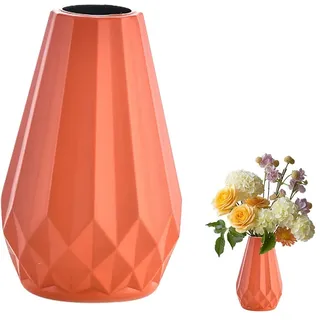 Kleine Weiße Vase, Unzerbrechliche PE Plastik Vase Langlebige dekorative Blumenvase im Skandinavischen Design, Mini Dekorationsvase für Trockenblumen, Einzelblüten und Home Decor (Rose Pink)
