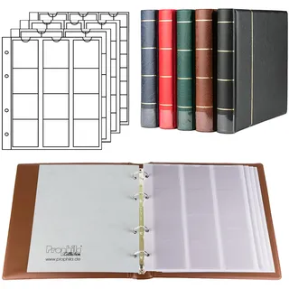 Prophila Collection Münz-Album mit 4 Hüllen für 110 Münzen braun