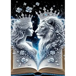 Auremi Löwe Diamond Painting Erwachsene, 5D Diamant Painting Bilder Erwachsene, DIY Prinzessin Diamond Painting Bilder Diamant Malerei Set für Wanddekoration 30x40cm