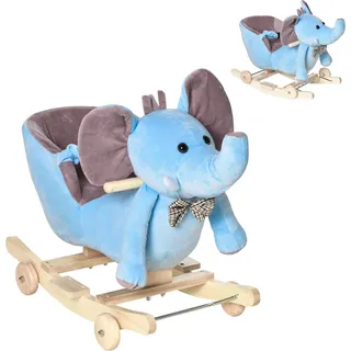 Schaukeltier Elefant - Ride-On Rutscher mit Rädern - 60 x 35 x 45 cm - Blau