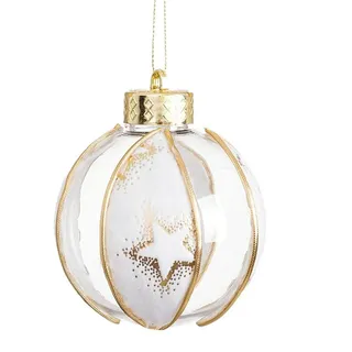 BigBuy Christmas Weihnachtskugeln Weiß Transparent Gold Kunststoff Stoff Sterne 6x6x6cm (6 Stück)