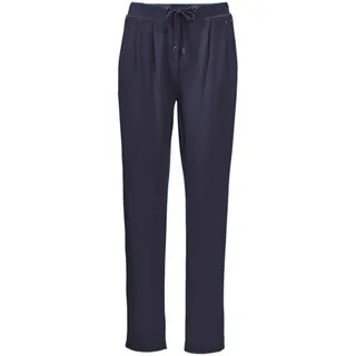 Stoffhose GOLDNER "Bequeme Slinky-Hose mit Schlupfbund", Damen, Gr. 42, N-Gr, blau (marine), Obermaterial: 96% Viskose CV. 4% Elasthan EL., Hosen Stoffhose, Bundfalte, Kordelzug