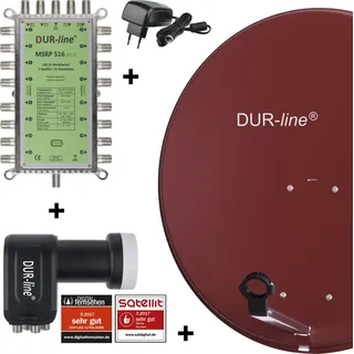 DUR-line MDA 80 Satellitenschüssel rot + Multischalter 1xSAT/16TN - Rot