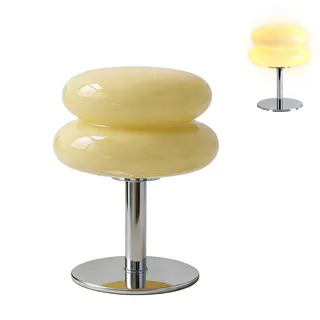 Agatige Pilzlampe für Schlafzimmer, Retro-Eierkuchen-Nachttischlampe, kleine Lampen, einzigartiges Zuhause, PilzDekor, Schreibtisch-Nachtlicht für Wohnzimmer (Beige)