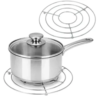 com-four® 2X Topfuntersetzer aus Metall - runder Untersetzer für Töpfe, Pfannen oder Teekannen - Ø 20 cm (2 Stück - silberfarben)