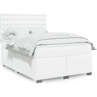 Langlebige Boxspringbett mit Matratze Weiß 140x200 cm Kunstleder Gästebett mit Lattenrost Möbel3342155 - Weiß