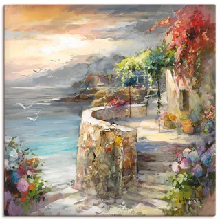 Artland Leinwandbild »Möwen und Sonnenuntergang« Gewässer 1 Stk. tlg. als Leinwandbild, Poster, Wandaufkleber in verschied. Größen, braun