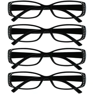 Die Lesebrille Unternehmen Schwarz Diamonte Stil Leser Wert 4er-Pack Designer Stil Frauen Damen UVR4093BK +2,00