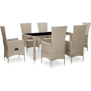 vidaXL Garten-Essgruppe 7-tlg. Beige