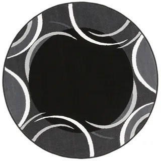 Teppich OTTO HOME "Noah" Gr. 9, grau (anthrazit), H:7mm Ø:140cm, Kunstfaser, Teppiche, Teppich, mit Bordüre, Kurzflor, verspieltes Design, pflegeleicht, elegant