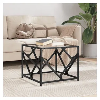 vidaXL Couchtisch mit Glasplatte Transparent 50x50x41 cm Stahl
