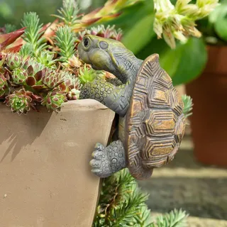 Miniteich Deko Schildkröte Figur,Kreativer Schildkröten Blumentopf Hänger,Schildkröte Gartendeko Für Draußen Wetterfest,Schildkröten Deko Teich Figuren,Tier Hängend Harz Statue Für Brunnen Teichdeko