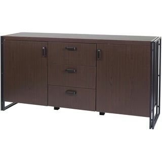 Mendler Sideboard HWC-A27, Kommode Schrank, 3D-Struktur 2 Staufächer 80x160x40cm MVG-zertifiziert MDF Metall ~ dunkelbraun