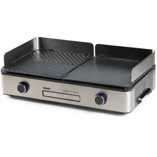 DOMO DO9259G Barbecue Genius – Tischgrill elektrisch mit 2 Temperaturzonen – 2400 W – Kontaktgrill & Panini Grill – Schwarz