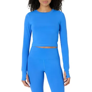 Amazon Essentials Damen Active FormFlex Butterweiches Bauchfreies Layering-Workout-Top, mit Langen Ärmeln und schlanker Passform, Ozeanblau, XXL