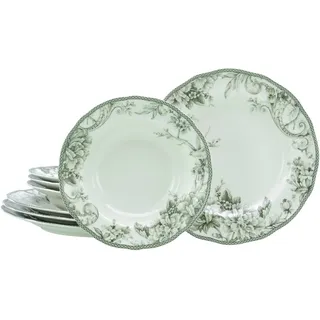 CreaTable Adelaide Tafelservice 8-tlg. grün/Nostalgischer Vintage Dekor