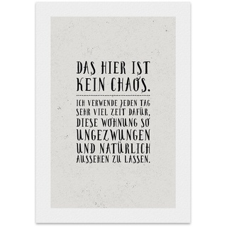 TypeStoff Kunstdruck, Poster mit Spruch – DAS HIER IST KEIN CHAOS - Typografie-Bild auf hochwertigem Karton - Plakat, Druck, Print, Wandbild - KD-00179-L