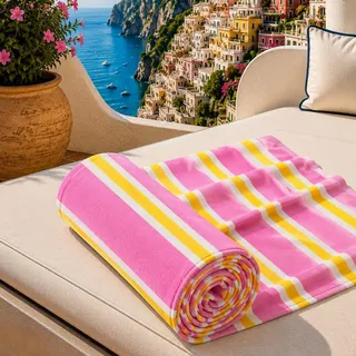 PETTI Artigiani Italiani - Strandtuch XXL Mikrofaser 90x180 cm Groß mit Feinen Bunten Streifen, Badetuch Schnelltrocknend und Sandfrei, für Strand, Pool und Reise, Made in Italy, Feinstreifen 13