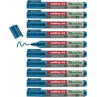 edding 28 Ecoline Whiteboardmarker - blau - 10 Whiteboard Stifte - Rundspitze 1,5-3 mm - Boardmarker abwischbar - Whiteboard, Flipchart, Magnettafel, Pinnwand, Memoboard - Sketchnotes - nachfüllbar