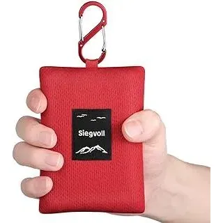 Picknickdecke mit praktischem Karabiner Ultraleicht ultradünne tragbare Stranddecke, Outdoor Decke für Strand, Picknick, Camping und Wandern 140 x 200 cm (Schwarz)