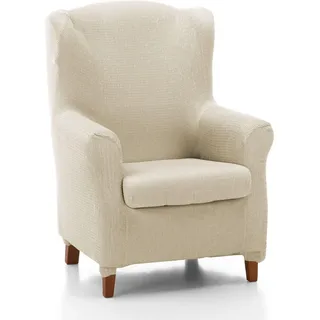 ECOMMERC3 Ohrensesselbezug, elastisch und extra weich, elfenbeinfarben, für Ohrensessel, Duplex, verstellbar, 100% Made in Spain, Elfenbein