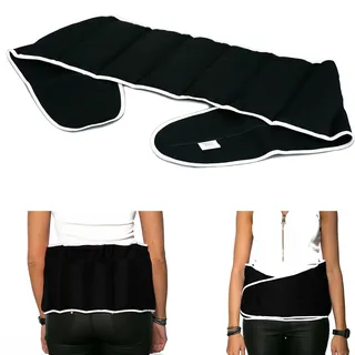 Traubenkernkissen zum Umbinden - Gürtel mit Klettverschluss ca. 135cm - 7-Kammer Wärmekissen XXL Körnerkissen - schwarz