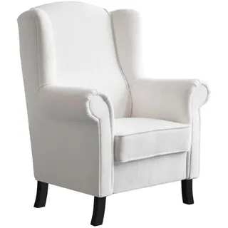 Beautysofa Ohrensessel Leonardo beige boucle-stoff , Beige , Holz , 88x118x86 cm , Wohnzimmer, Sessel, Ohrensessel