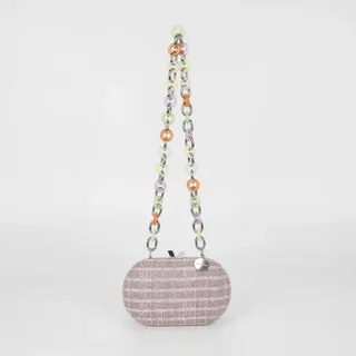 Tasche Clutch Stroh mit Kette Bunt Flieder - Mimi Mua